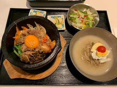 <チェゴヤ>石焼プルコギビビンバ&冷麺セット 上大岡駅の韓国家庭料理--チェゴヤ 京急上大岡店