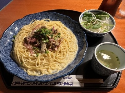 <洋麺屋五右衛門>きのこのガーリッククリーム 宇都宮駅のスパゲッティ--洋麺屋五右衛門 宇都宮鶴田店