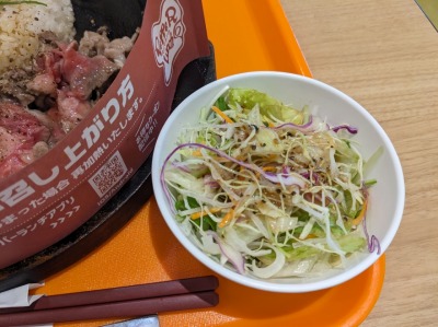 <ペッパーランチ>サラダ 四ツ小屋駅周辺の鉄板焼き--ペッパーランチ イオンモール秋田店