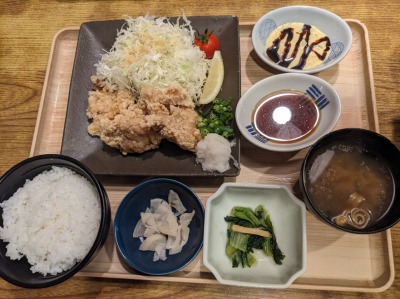 <夢庵>若鶏の竜田揚げ定食 小田栄駅の和食ファミレス--夢庵 川崎小田栄店