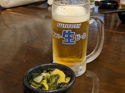 <繋>生ビール 横浜駅周辺の海鮮居酒屋--繋
