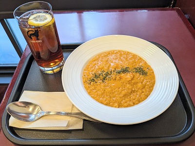 <カフェ・ベローチェ>海老のトマトクリームリゾット 神田駅周辺のカフェ--カフェ・ベローチェ 神田駅北口店