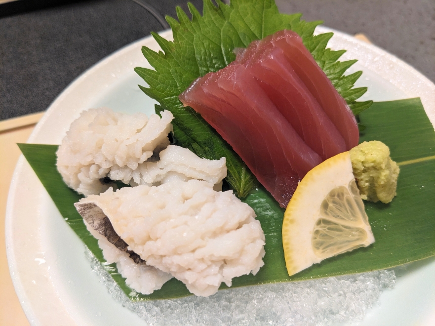 <かごの屋>お造り2種と天ぷら盛合せ定食 住吉駅周辺の和食--かごの屋 神戸住吉店